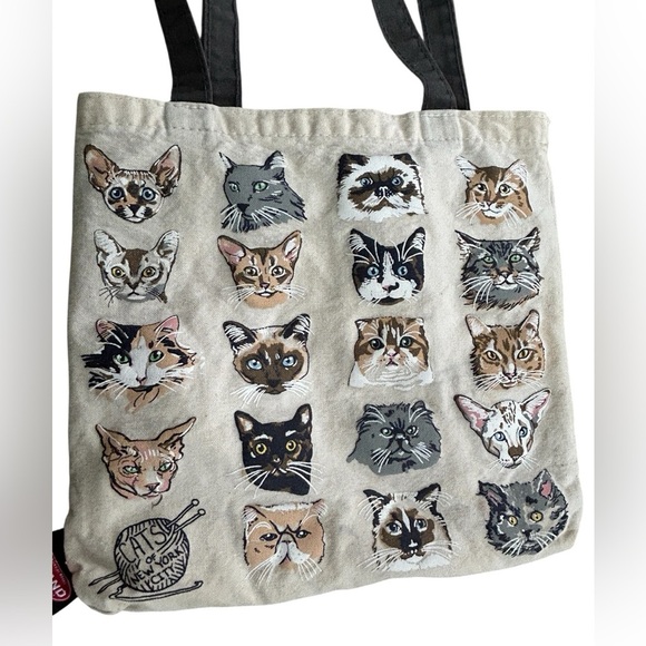 STRAND Cream and Black Cat Tote 12x12” - Picture 2 of 7